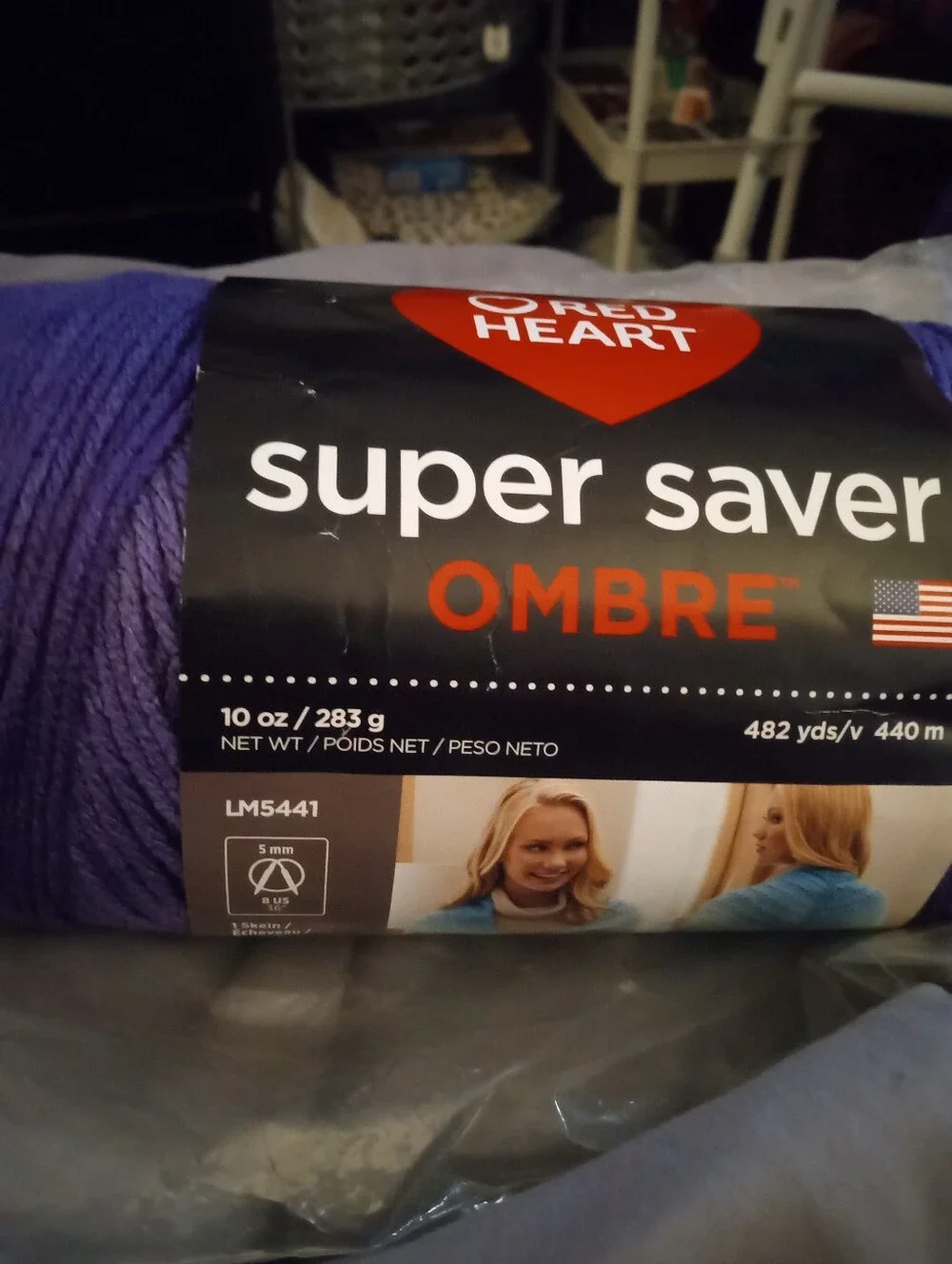 RED HEART Super Saver Ombre Yarn - Purple 10oz